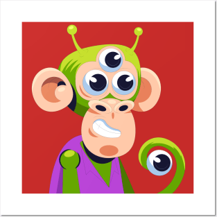 Monkey Triple Eyes Posters and Art